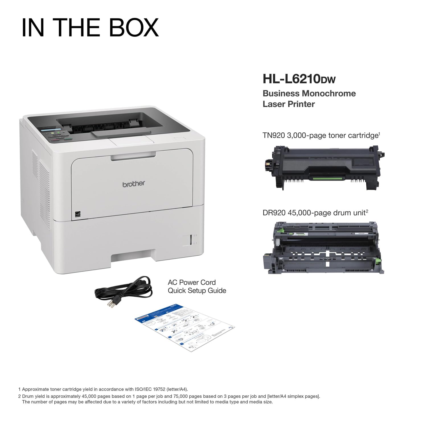 Brother HL-L6210DW Wireless Monochrome Laser Printer for Office | High-Speed Duplex Printing, Large 500-Sheet Paper Capacity | Ideal for Small Business & Home Office Document Printing
