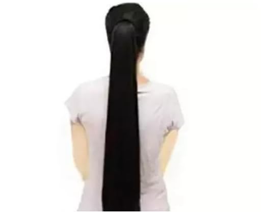 RAJ KUMAR & CO 24 Inch Black Straight Synthetic Hair Wig - Soft Silky Long Clip-in Hair Extensions for Everyday Wear & Special Occasions
