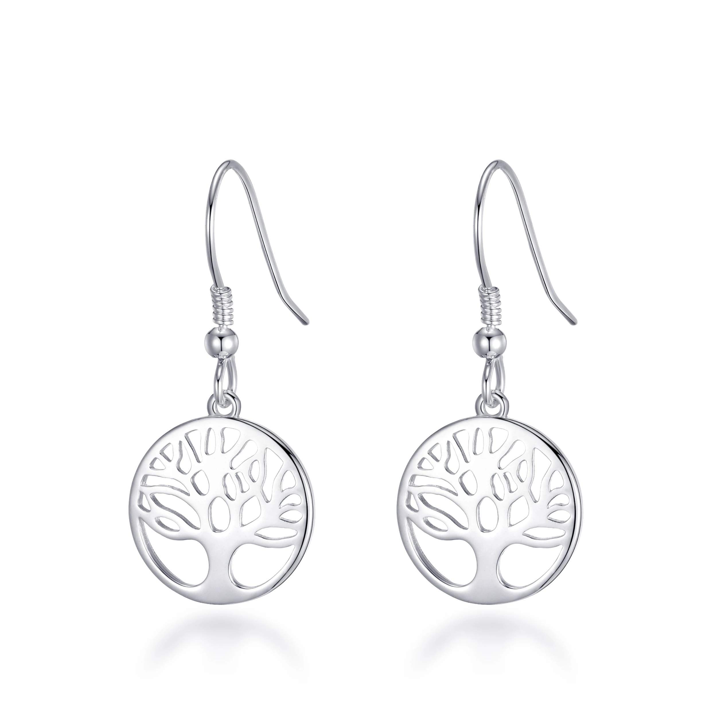Philip Jones Sterling Silver Tree of Life Drop Earrings for Women - Elegant Nature-Inspired Jewelry Gift for Birthday, Anniversary & Special Occasions