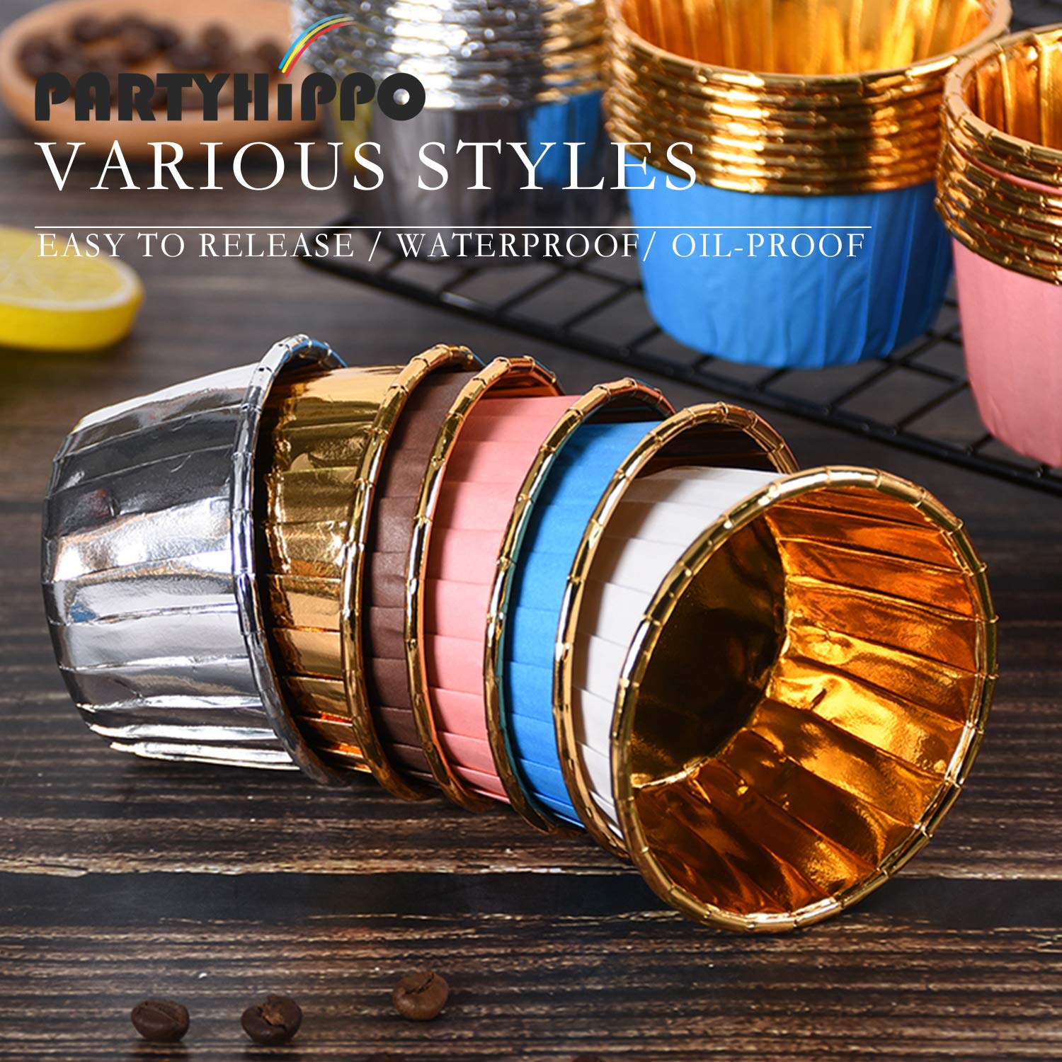 50-Pack Rose Gold Disposable Foil Cupcake Liners - 3.5 Oz Baking Cups for Muffins, Cupcakes & Desserts | Premium Aluminum Ramekin Holders for Parties, Weddings & Home Baking
