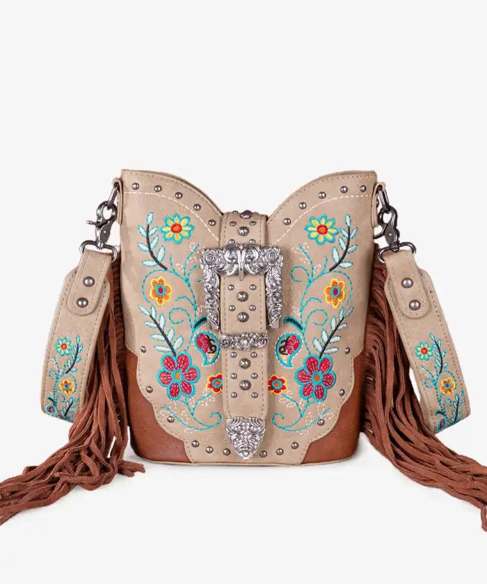 Montana West Floral Crossbody Bag for Women - Stylish Leather Shoulder Purse with Buckle Detail, Perfect for Daily Use, Travel & Shopping