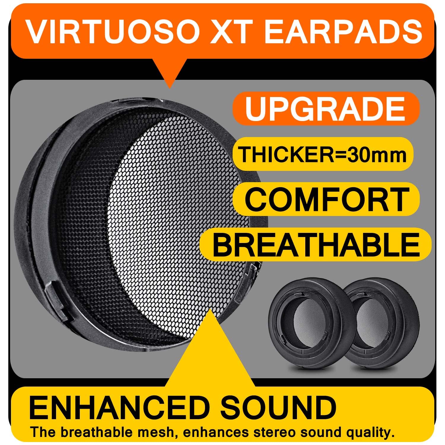 Virtuoso XT Replacement Ear Pads - Compatible with Corsair Virtuoso RGB Wireless SE Gaming Headset, Premium Hybrid Memory Foam Ear Cushions (Black) - Perfect for Long Gaming Sessions & Noise Isolation
