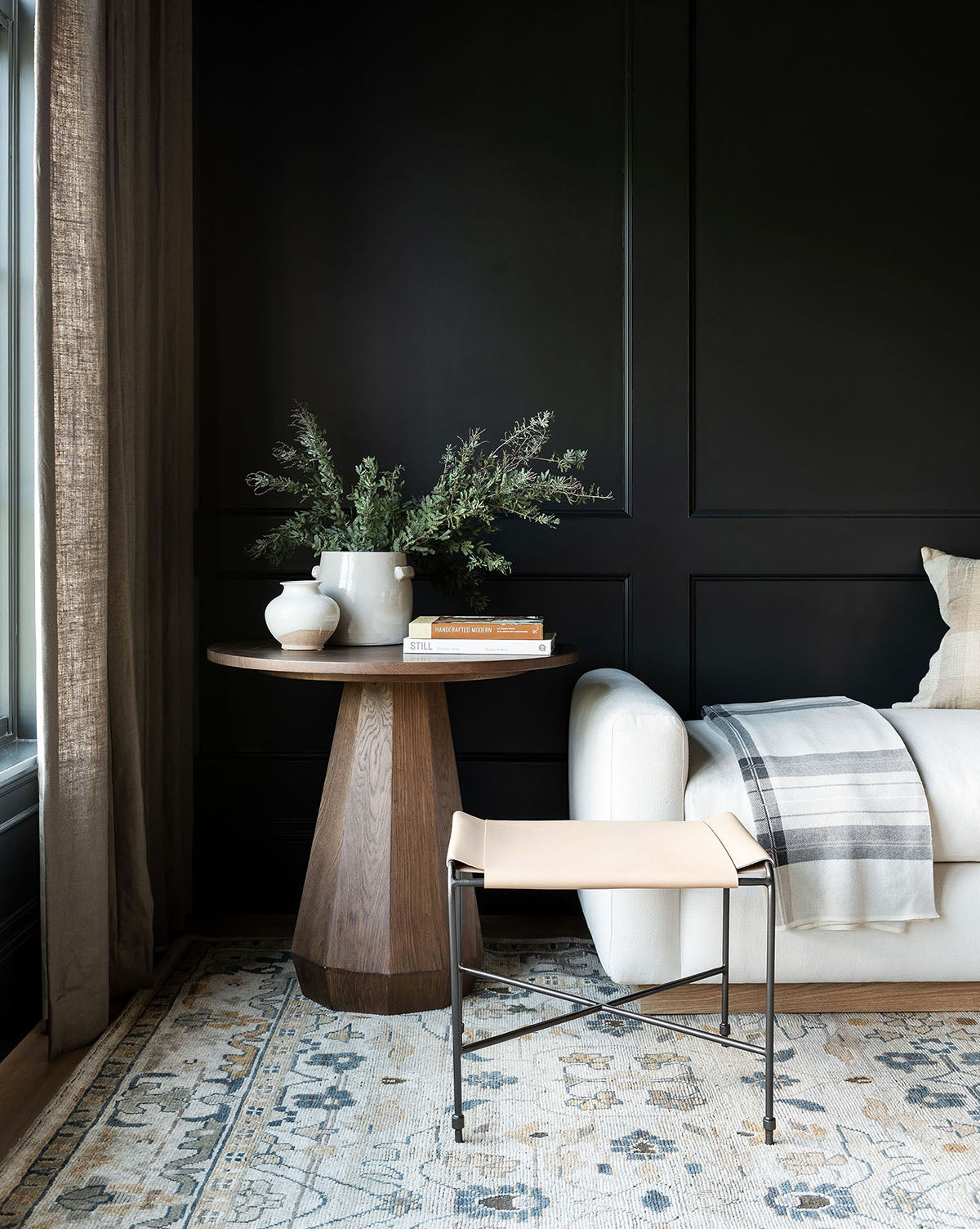 Santos Side Table - Modern End Table with Wooden Top & Metal Frame for Living Room, Bedroom, or Office - Perfect for Coffee, Books & Decor