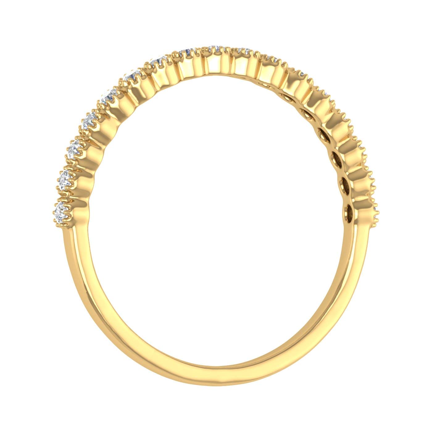 1/5 Carat Diamond Wedding Band Ring for Women - 10K Solid Gold Bezel Set Engagement Ring - Perfect for Anniversary, Proposal & Bridal Jewelry Gifts