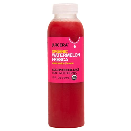 Organic Cold Pressed Watermelon Juice with Lemon - USDA Certified, Kosher, Nutrient-Rich 12oz (12 Pack) | Refreshing Summer Drink, Post-Workout Hydration, Healthy Breakfast Boost