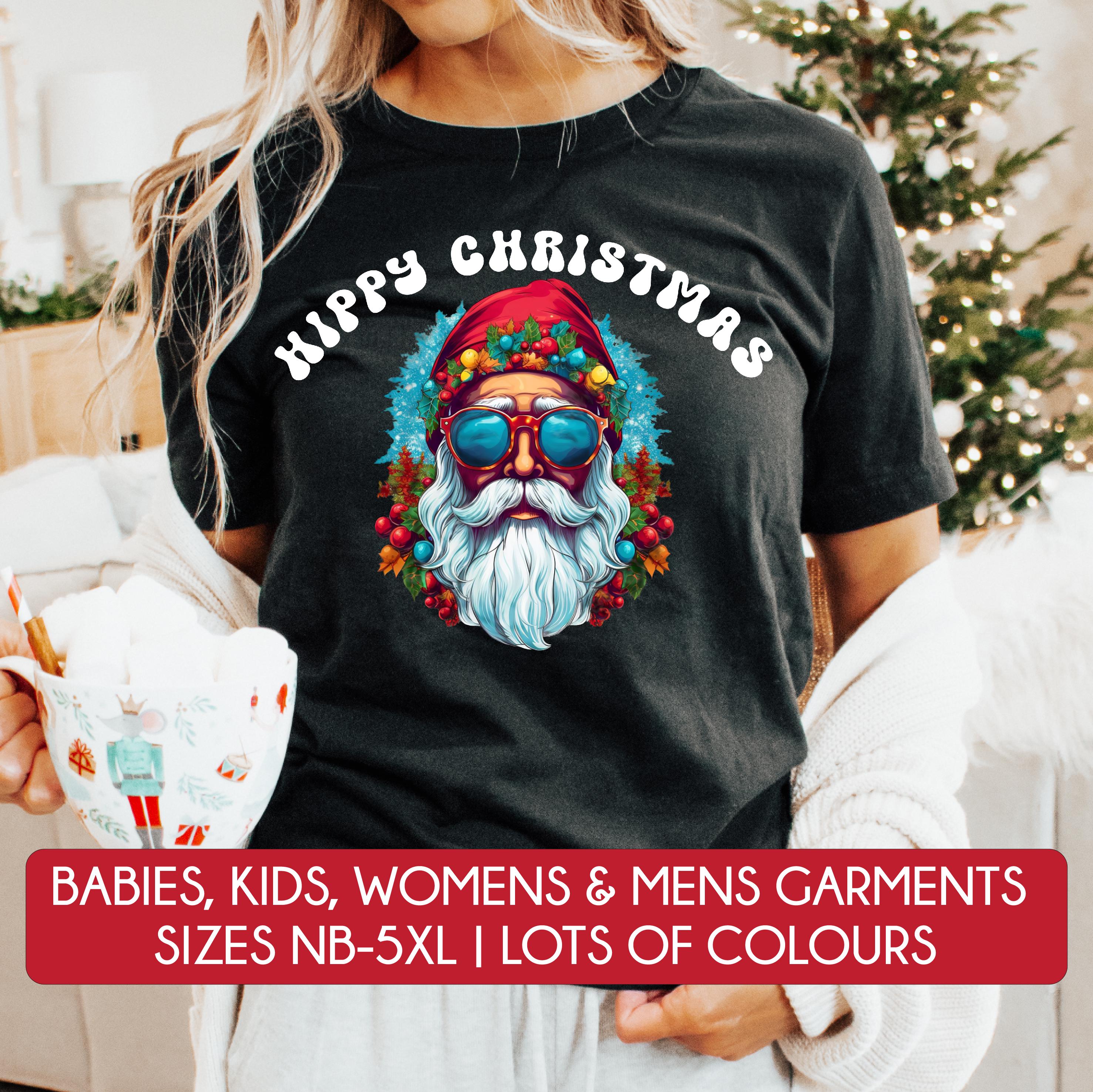 Hippie Christmas T-Shirt - Festive Holiday Graphic Tee for Men & Women - Multiple Colors Available - Perfect for Parties, Gifts & Casual Wear