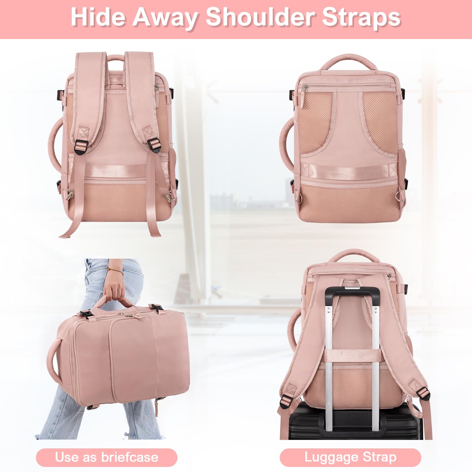 Women's Travel Backpack - Flight Approved Carry On Backpack with USB Charging Port | Lightweight Waterproof College Bookbag for Work, Commuting & Weekend Trips | Perfect for Business Travel, Campus Life & Daily Use