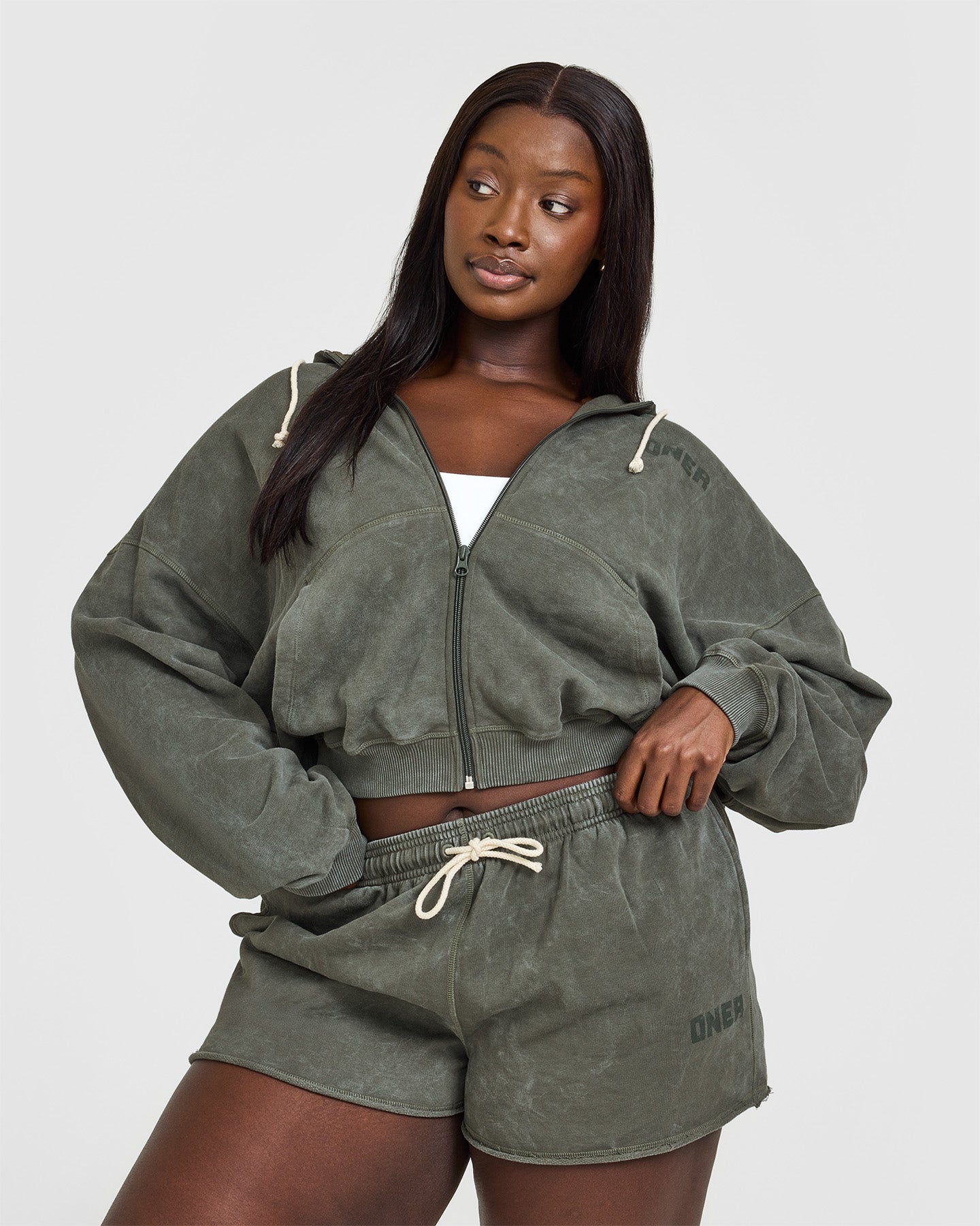 Raw Lounge Oversized Zip Hoodie for Men & Women - Soft Washed Dark Khaki Pullover | Cozy Loungewear for Home, Travel & Casual Outings
