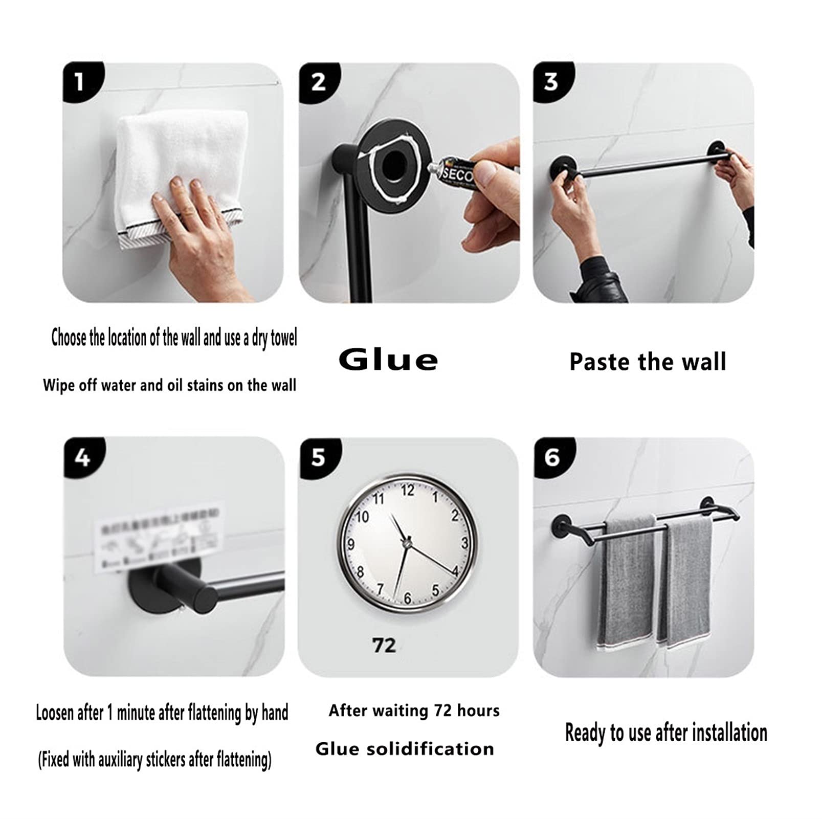 Premium SUS304 Stainless Steel Bath Towel Bar - Heavy Duty Wall Mounted Towel Rack for Bathroom, 60cm Black Bathroom Accessories - Perfect for Spa, Hotel & Home Decor