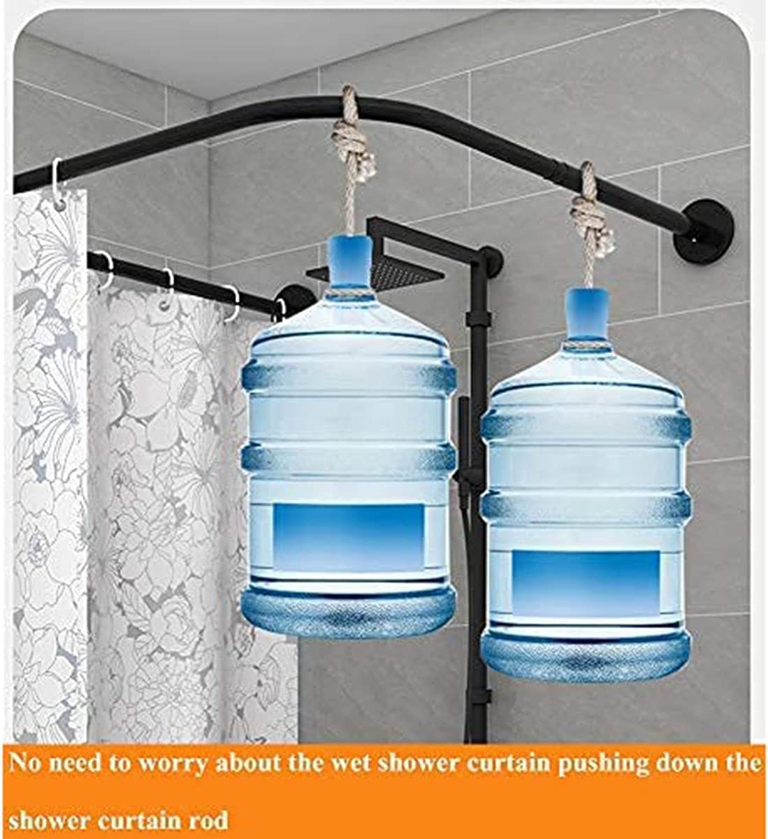 Rustproof U-Shaped Curved Shower Curtain Rod - Adjustable No-Drill 304 Stainless Steel Bathroom Corner Tub Pole for Bathtub, Extendable Shower Rail Bar - Perfect for Small Bathrooms, Corner Showers and Space-Saving Solutions