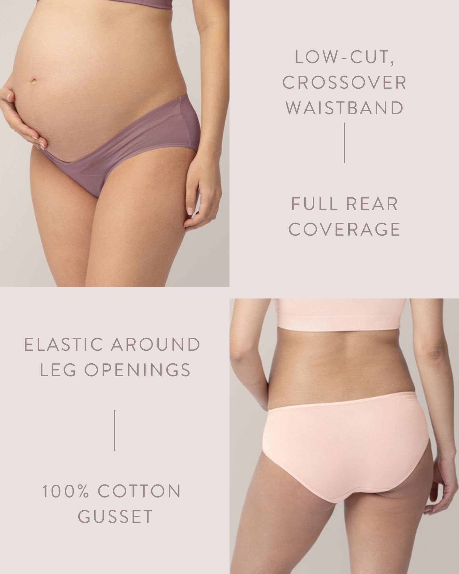 Kindred Bravely Under the Belly Maternity Underwear - 5 Pack Pregnancy Bikini Panties for Comfort & Support | Perfect for Everyday Wear, Sleeping & Postpartum Recovery