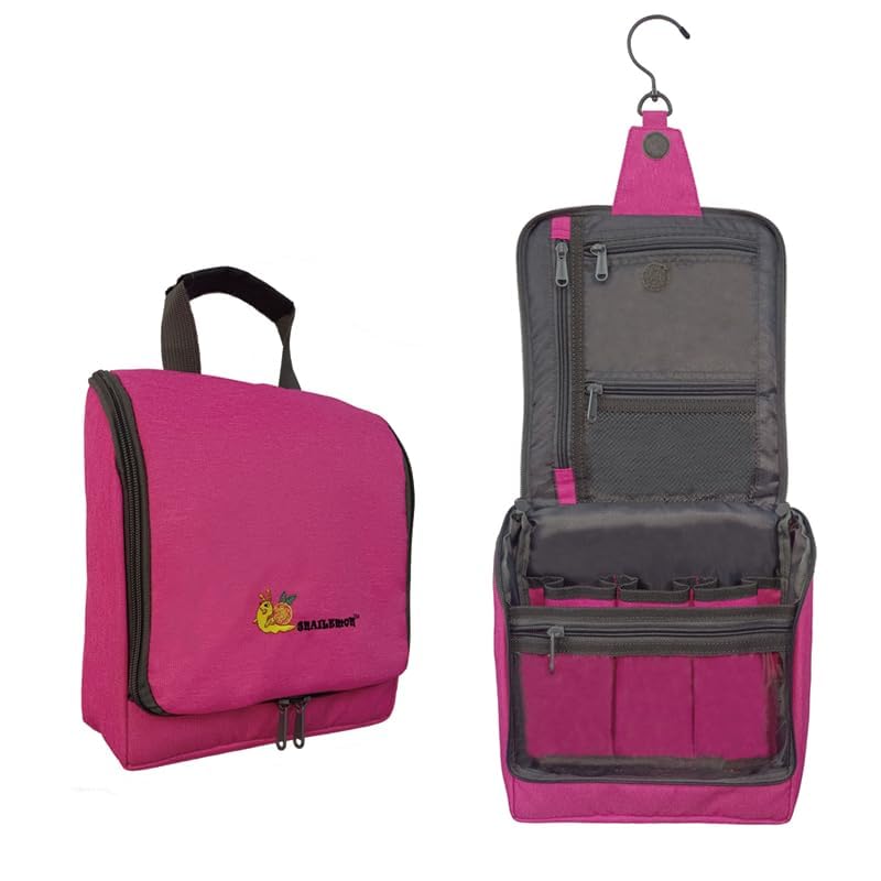Hanging Travel Toiletry Bag Organizer - Waterproof Cosmetic & Makeup Vanity Pouch for Shampoo, Soap, Loofah | Perfect for Bathroom, Beach Trips, Camping & Gym Essentials (Azalea Pink)