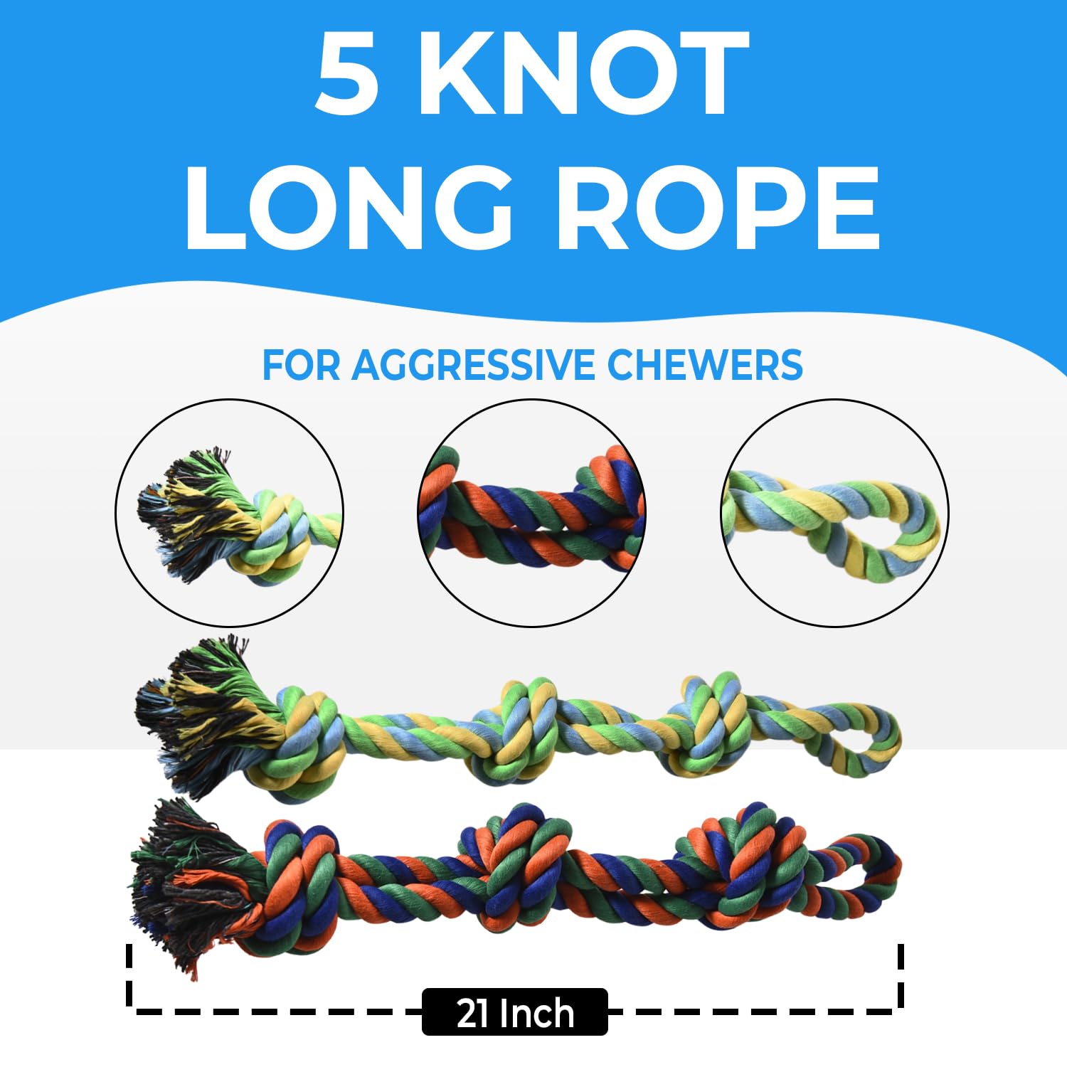 Stride Dog Rope Toys - 2 Pack Indestructible Chew Toys for Large Aggressive Chewers | Durable Cotton Rope for Teeth Cleaning, Tug of War & Anxiety Relief | Perfect for Playtime, Training & Outdoor Activities