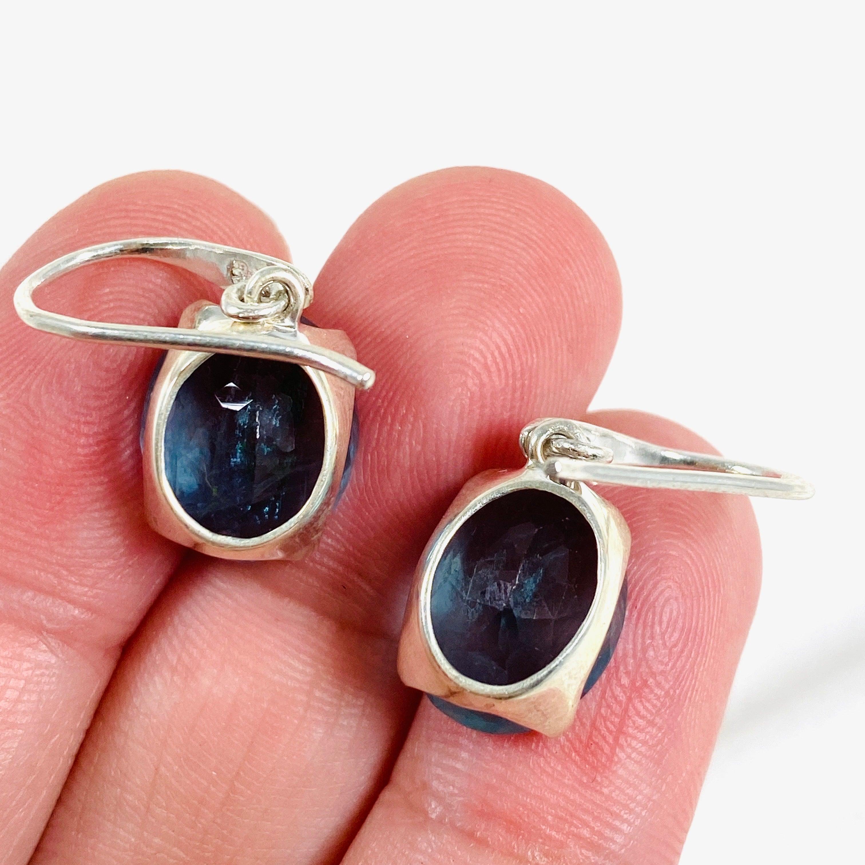 Fluorite Oval Faceted Earrings for Women - Natural Stone Dangle Earrings - Elegant Jewelry Gift for Her - Perfect for Parties, Weddings & Special Occasions