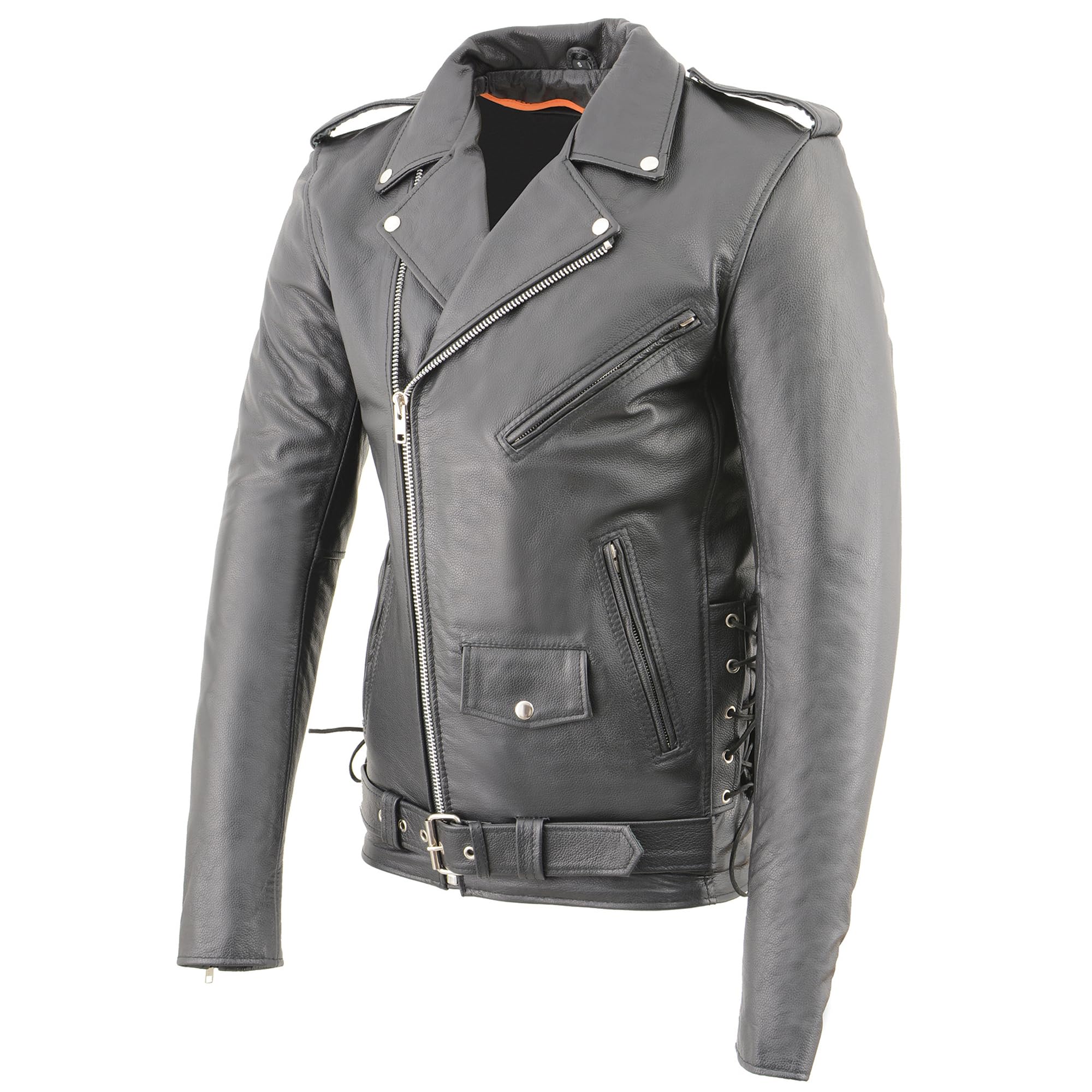 Milwaukee Leather Men's Tall Classic Side Lace Police Motorcycle Leather Jacket - Premium Biker Jacket for Riding & Outdoor Adventures