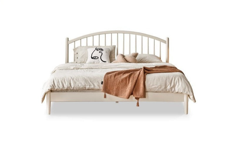 Solid Wood Bed Frame - Beech or Poplar - Queen/King Size - Modern & Sturdy Design for Bedroom, Guest Room, or Dorm - Free Shipping & Easy Assembly