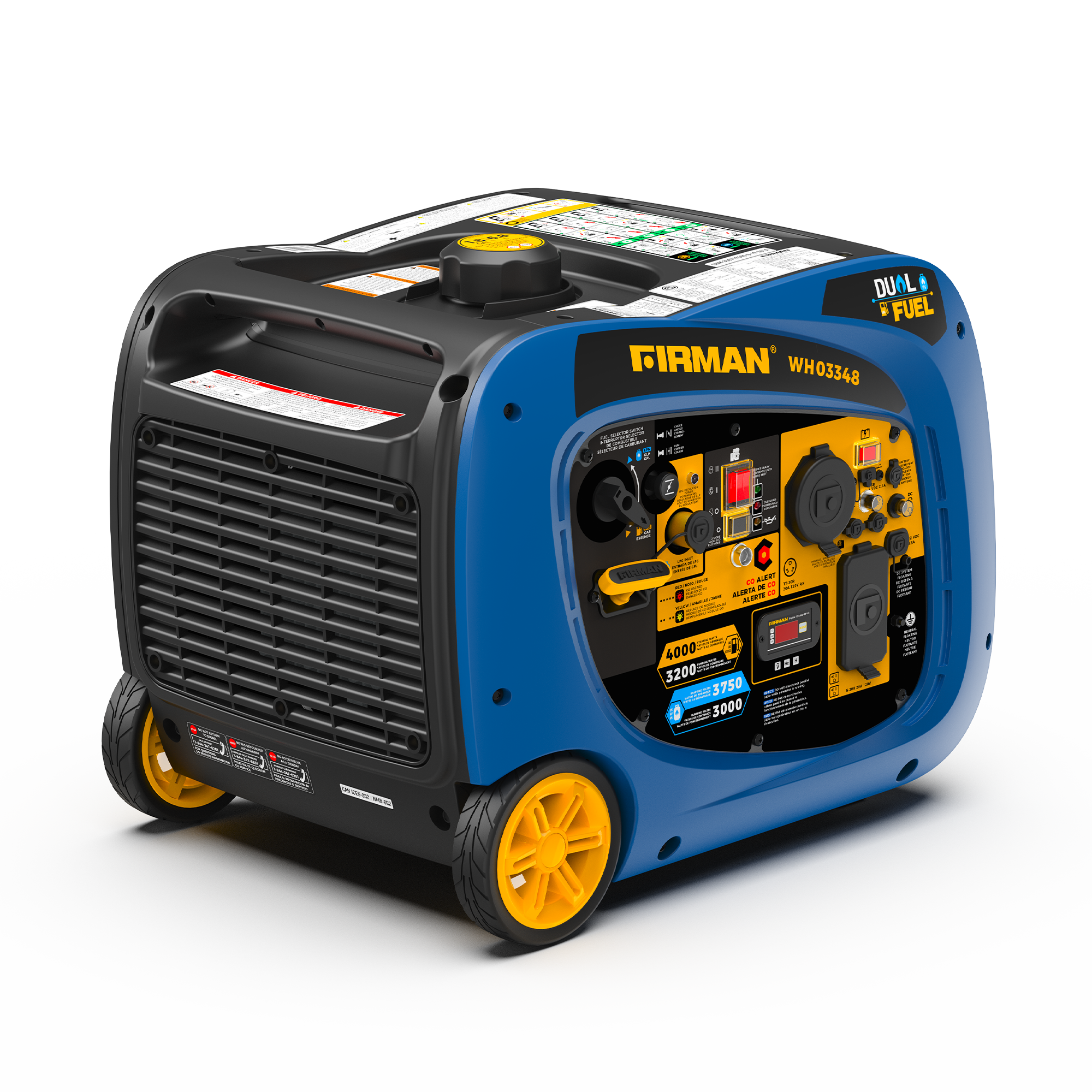 4000W Dual Fuel Inverter Generator with Electric Start & CO Alert - Portable Power for Camping, RV Trips & Emergency Backup