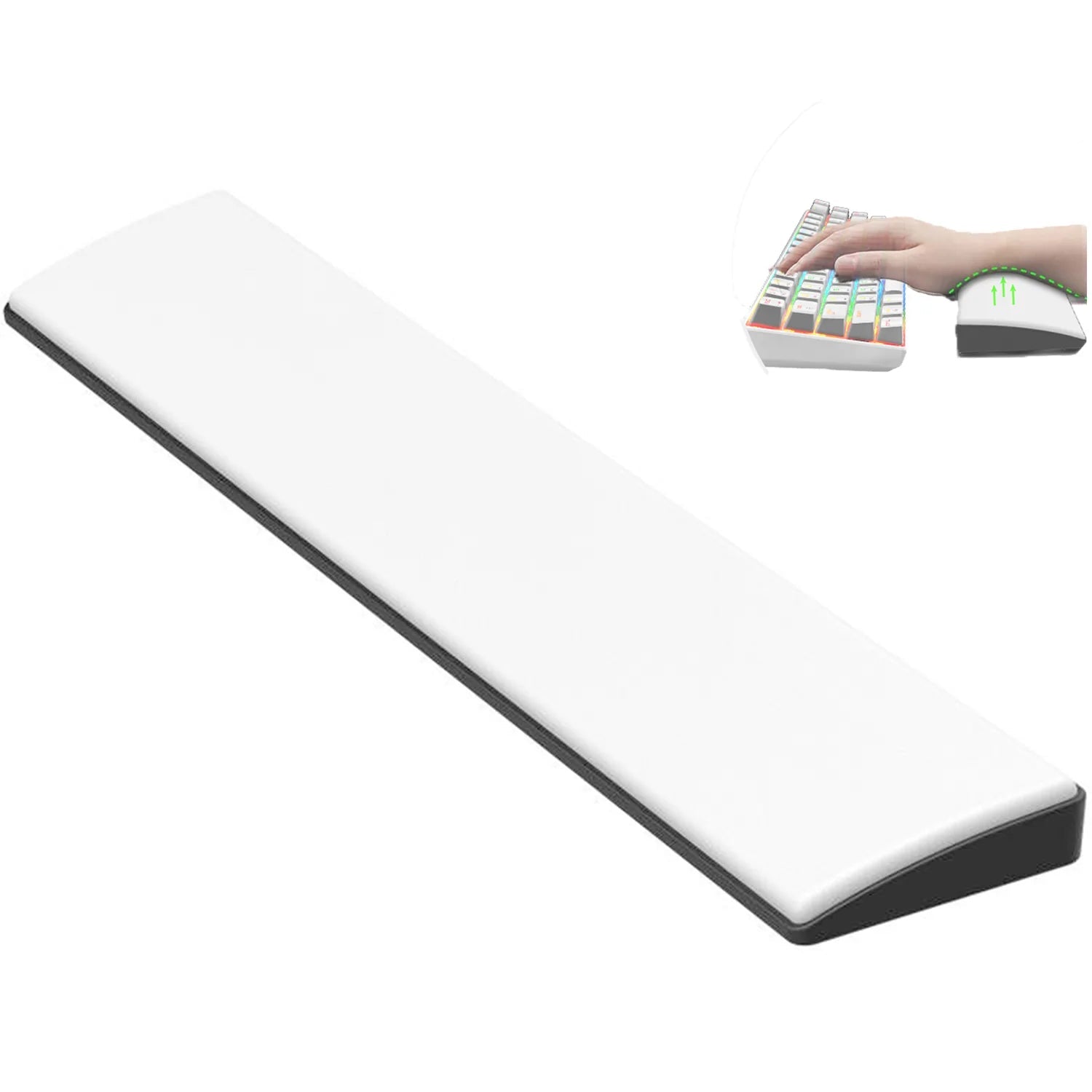 Ajazz White Wrist Rest for 61-Key Keyboard - Ergonomic Support for Typing & Gaming Comfort (Ideal for Office, Home, and Esports Use)