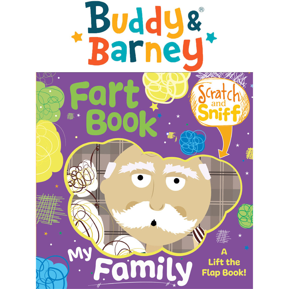 Buddy & Barney My Family Fart Scratch & Sniff Board Book - Fun Interactive Children's Storybook for Family Reading Time & Sensory Play