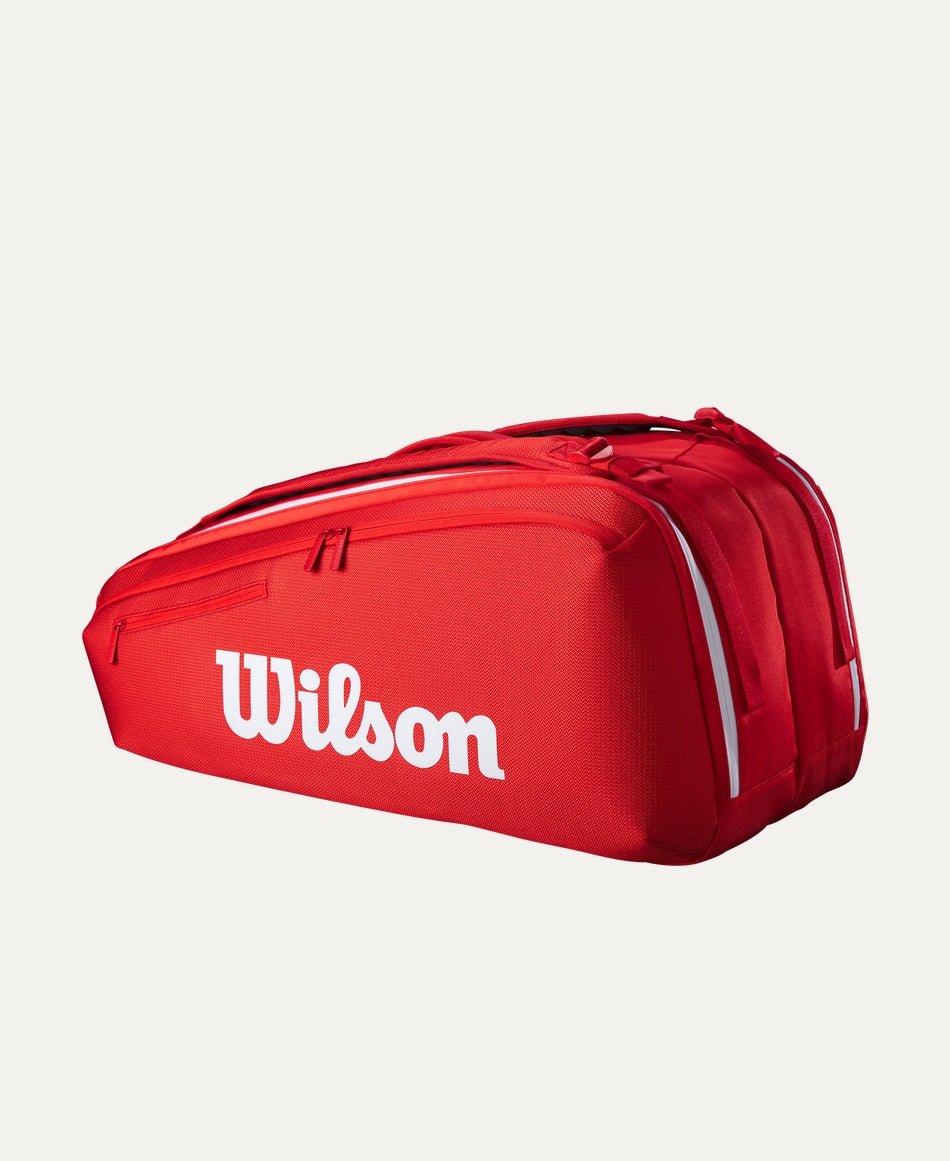 Wilson Super Tour 9 Pack Tennis Bag - Premium Red (2025) | Durable Tennis Backpack for Players & Coaches | Perfect for Tournaments, Practice & Travel
