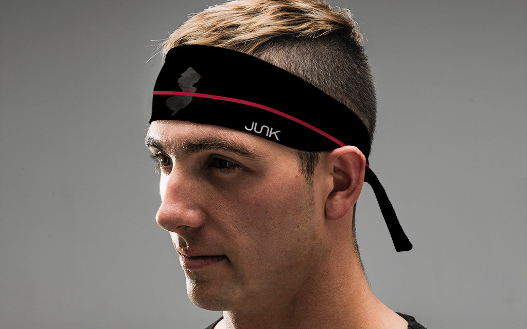 New Jersey Thin Red Line Flex Tie Headband - Adjustable & Comfortable Headwear for Police, Firefighters & First Responders - Perfect for Workouts, Sports & Outdoor Activities