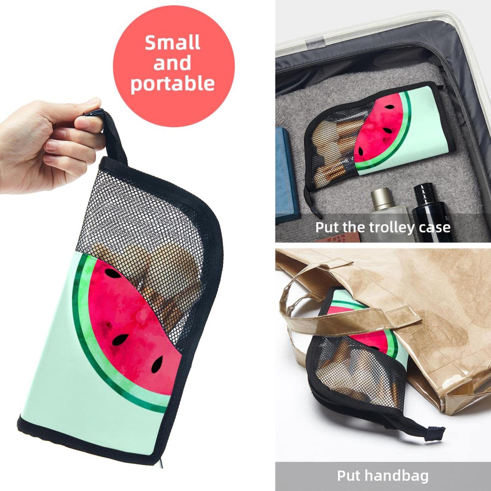 12-Piece Makeup Brush Organizer Bag with Watermelon Design - Portable Cosmetic Brush Holder Case for Travel, Home & Professional Use - Watercolor Paint Style Makeup Brush Storage Pouch