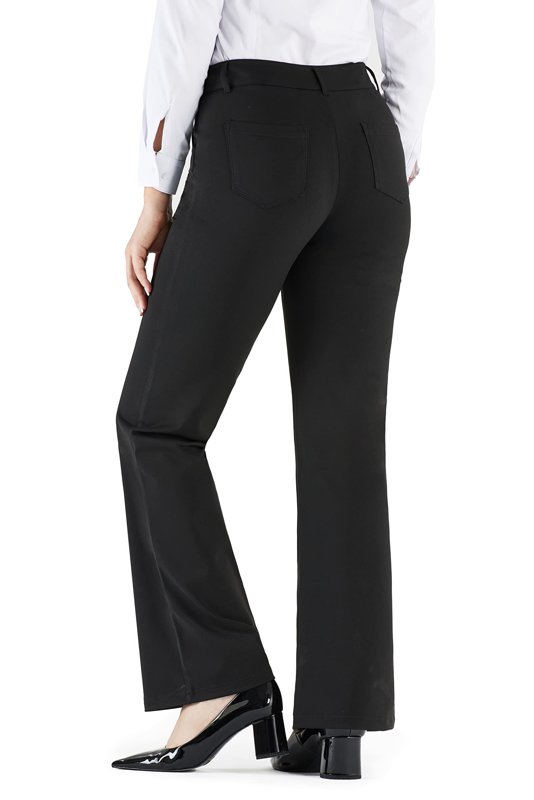 Bamans Women's Black Dress Pants - Skinny Leg Office Work Pants with Pockets for Business Casual & Professional Wear | Perfect for Office, Meetings & Formal Events