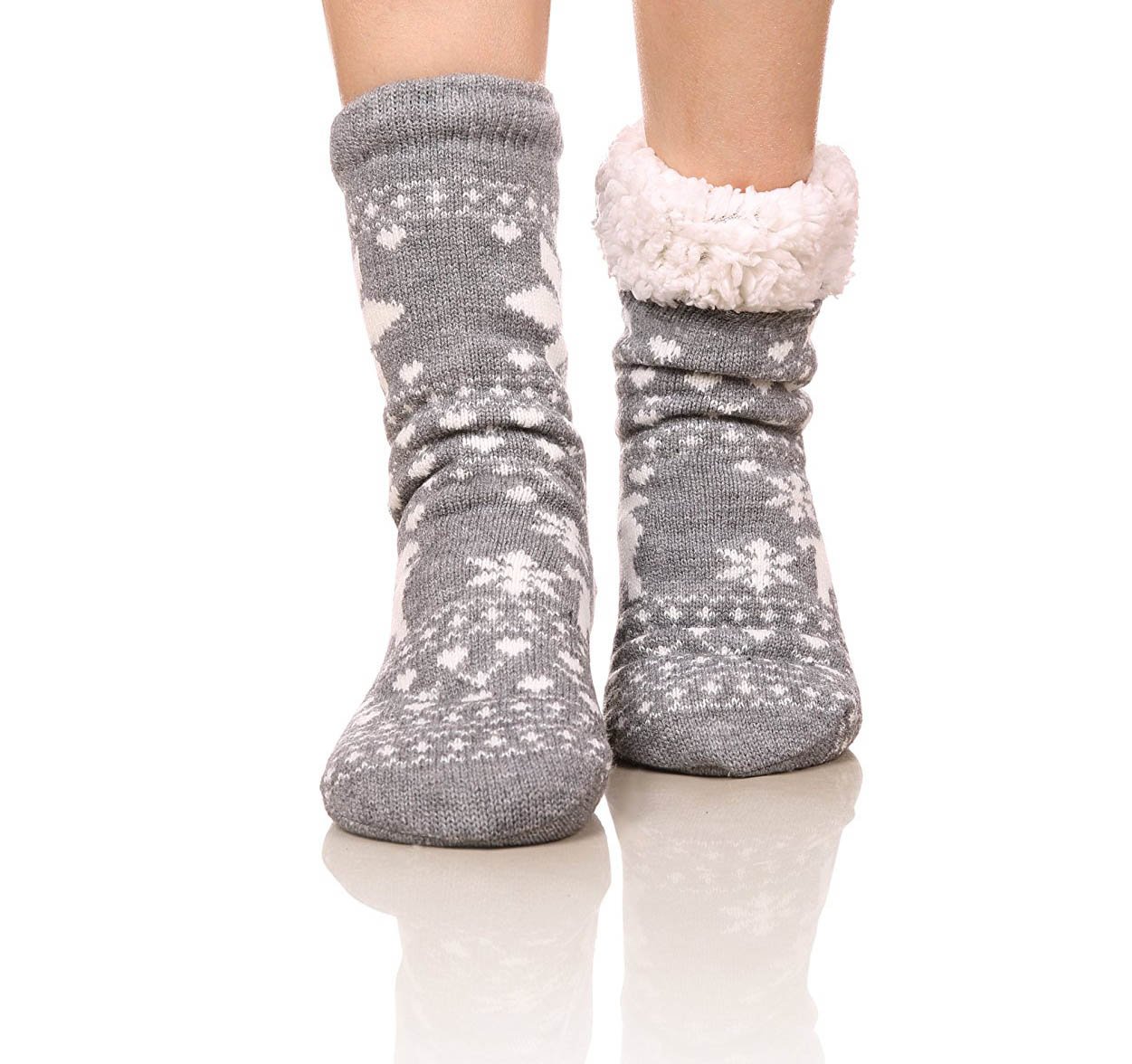 FRALOSHA Women's Fuzzy Warm Slipper Socks Set - 6 Pairs Cozy Anti-Skid House Socks for Winter, Soft Lined Indoor Floor Socks with Gift Box - Perfect for Christmas Gifts, Home Comfort & Cold Weather Wear