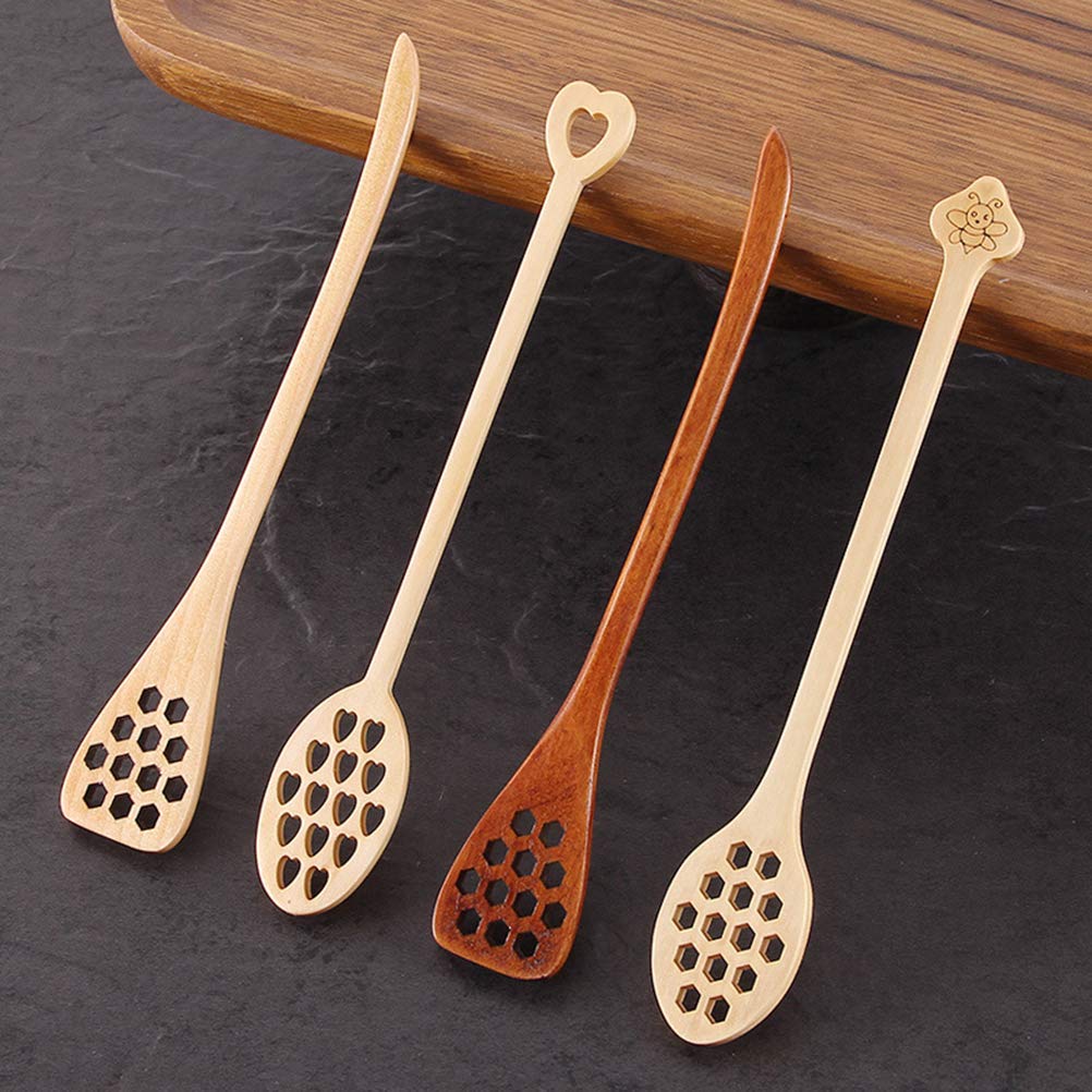 2 Pcs Wooden Coffee Stirring Sticks - Hollow-Out Design for Perfect Mixing of Coffee, Milk & Honey - Ideal for Home, Cafe & Office Use