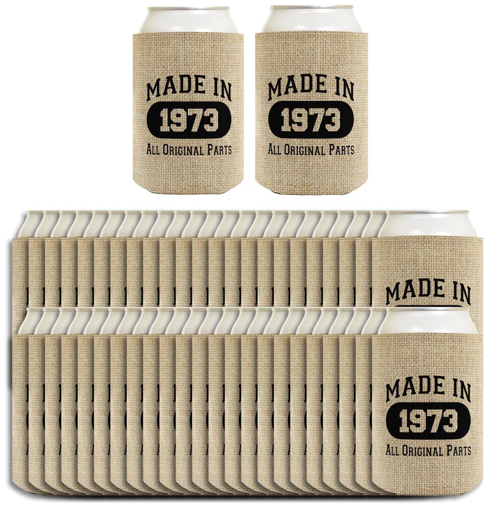 1973 Vintage 50th Birthday Gift Set - 6 Pack Insulated Can Coolers & Koozies for Beer, Soda & Drinks - Perfect for Parties, BBQ & Celebrations