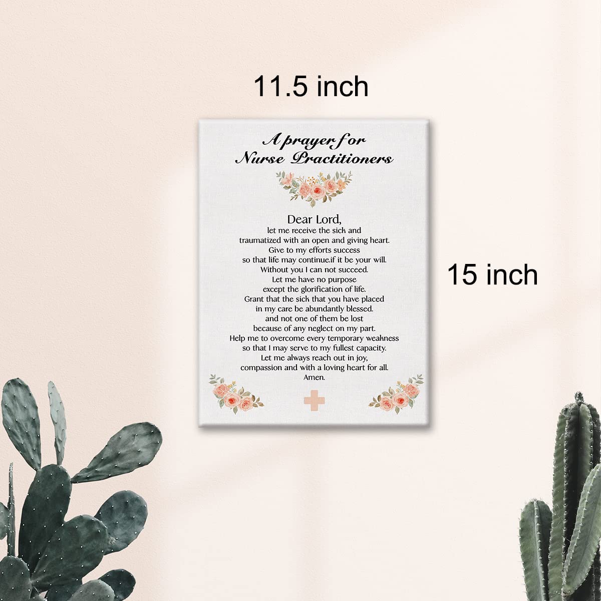 Nurse Practitioner Prayer Canvas Print - Motivational NP Wall Art Decor, Inspirational Framed Painting for Home & Office - Perfect for Exam Rooms, Clinics, or Gift for Healthcare Professionals