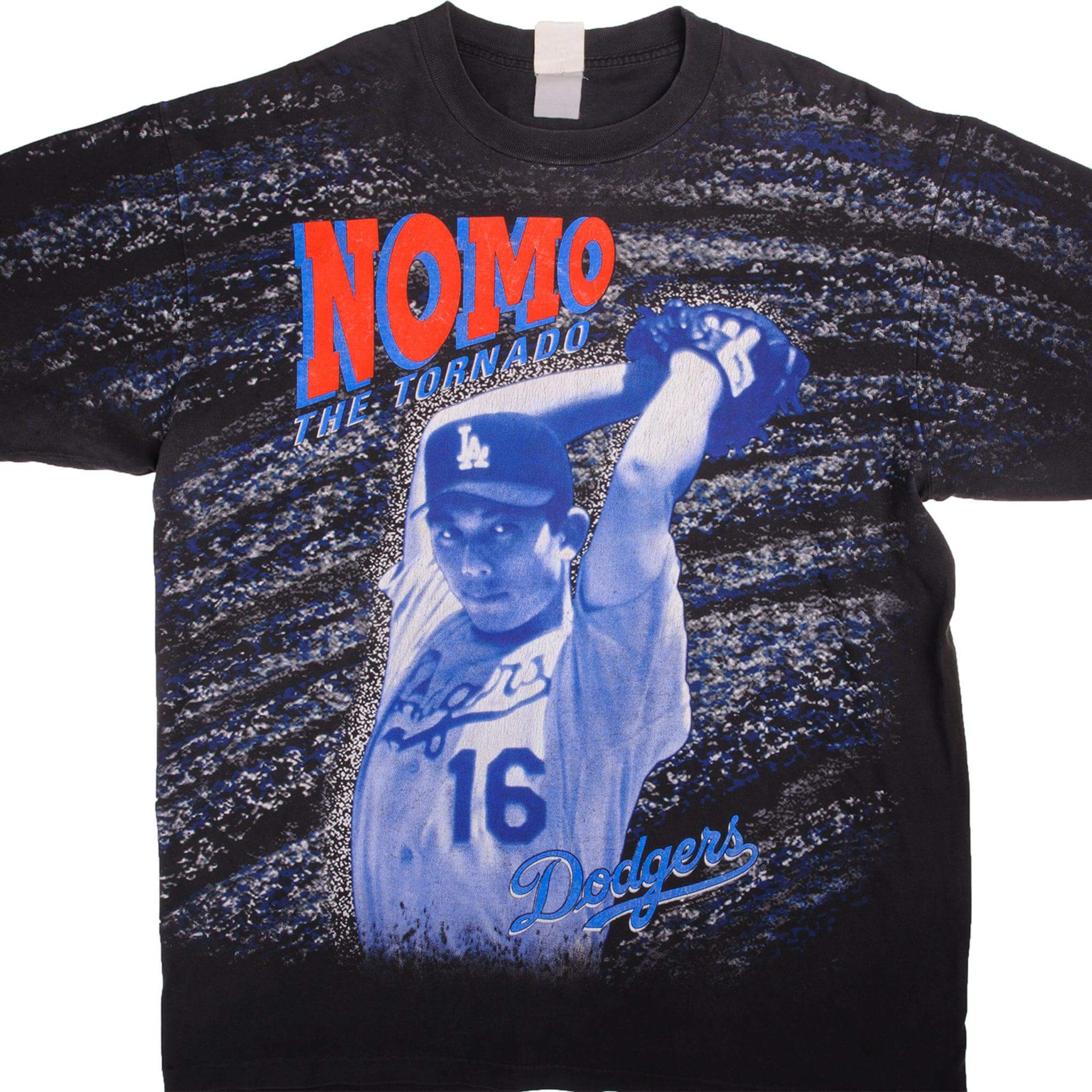 Vintage MLB Los Angeles Dodgers Nomo 1995 All Over Print T-Shirt 2XL - Made in USA - Retro Baseball Fan Gift for Men & Women - Perfect for Game Day, Casual Wear & Sports Events