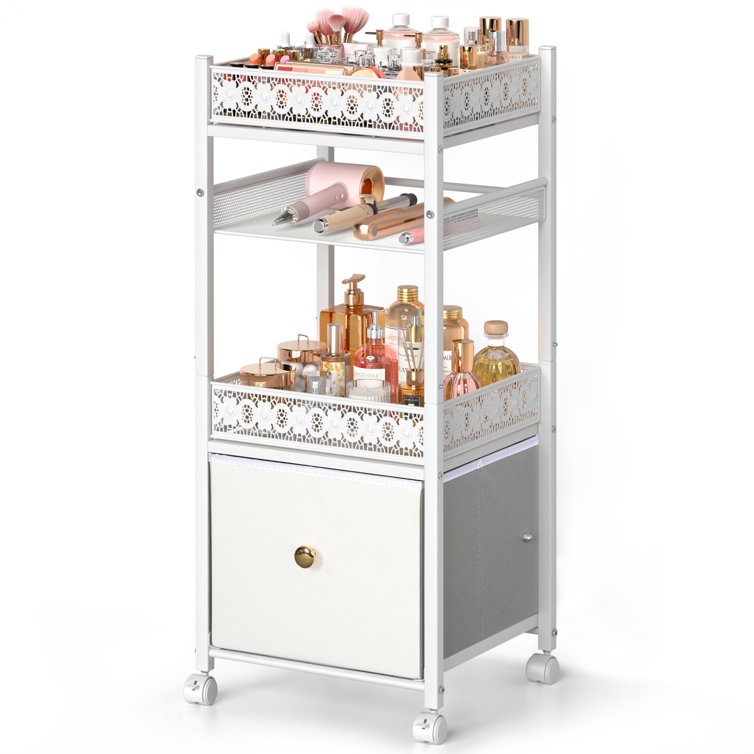 Large Makeup Organizer with Drawers - Cosmetic Storage & Skincare Organizer for Vanity - Beauty Holder Cart for Makeup, Hair Tools & Bathroom Essentials | Perfect for Bedroom Dresser, Bathroom Counter & Salon Organization