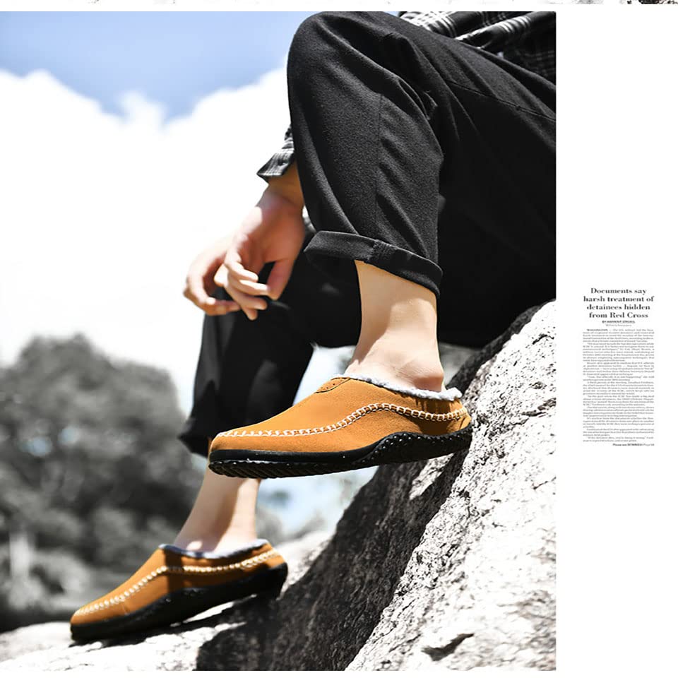 Angryapple Soft Plush Men's Slippers - Warm Non-Slip Moccasins for Indoor/Outdoor Use - Perfect for Home, Hiking & Casual Wear