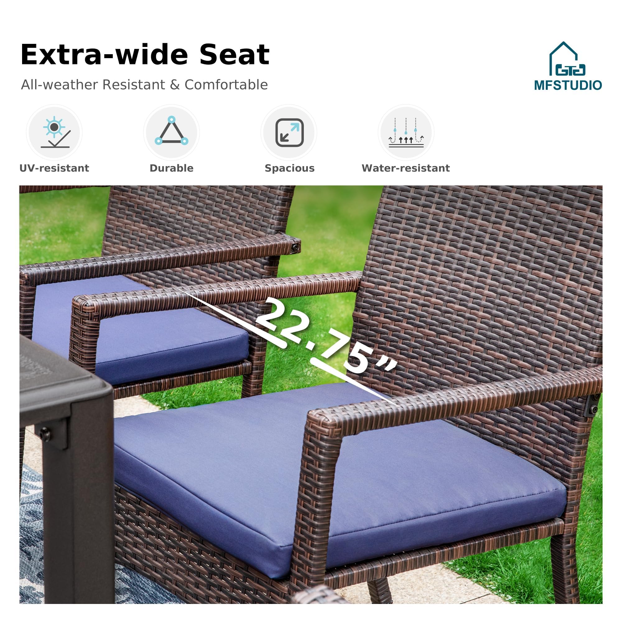 MFSTUDIO 7-Piece Outdoor Wicker Patio Dining Set for 6 - Expandable Rattan Table & Chairs - Weather-Resistant Garden Furniture for Backyard, Poolside & Outdoor Entertaining