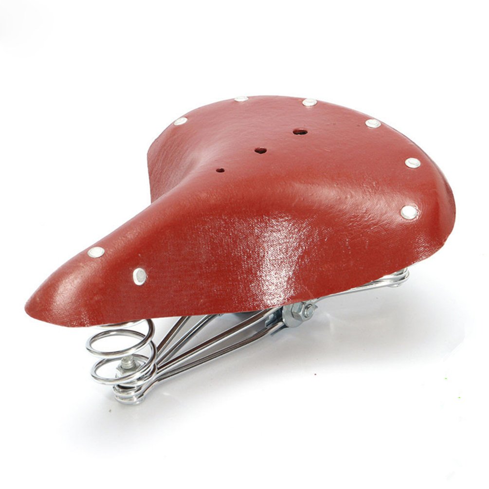 Premium Men's Retro Bike Saddle - Genuine Patent Leather Comfort Seat for Mountain & Road Bicycles | Ideal for Commuting, Leisure Rides & Long-Distance Cycling
