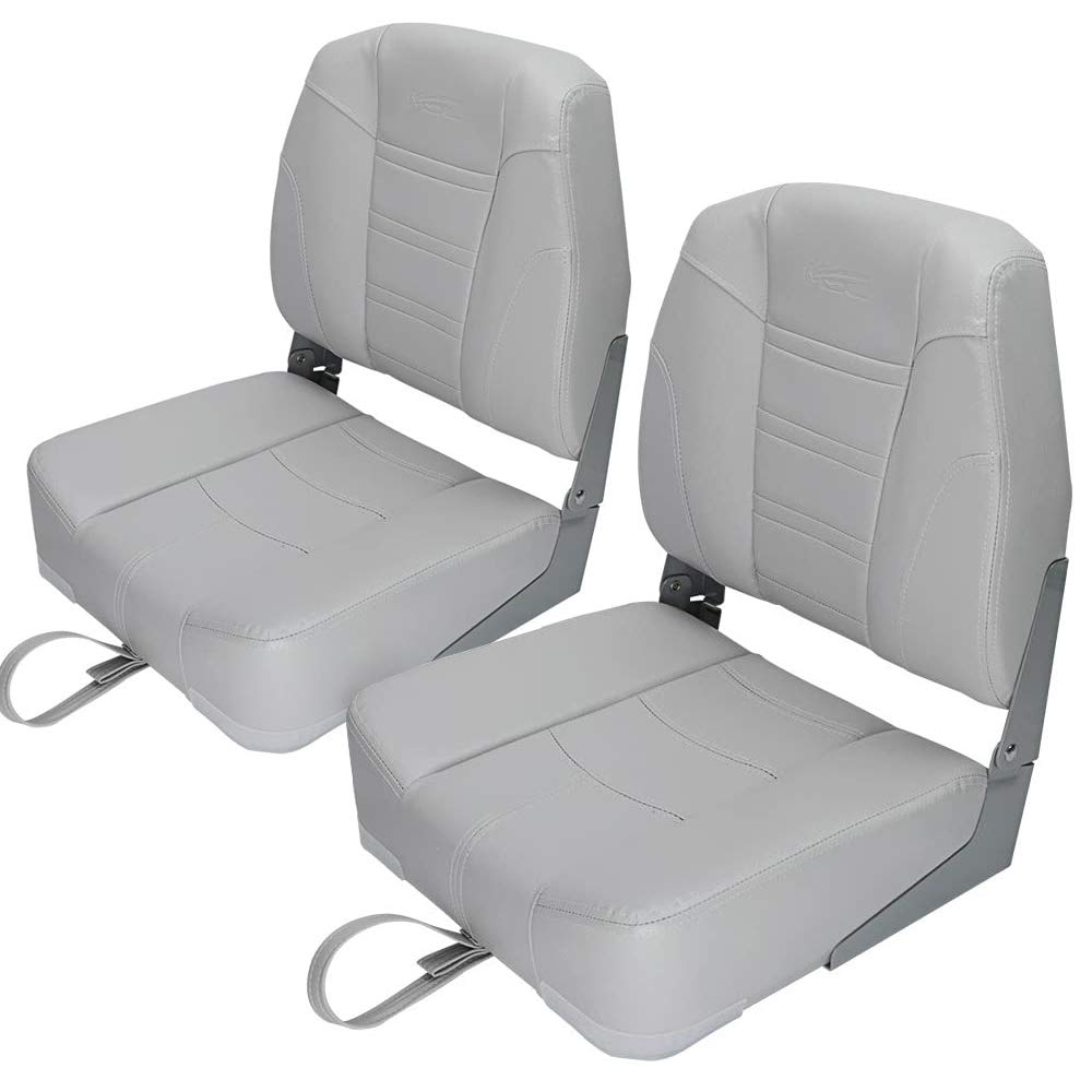 **MSC Fishing Folding Boat Seats - Portable & Comfortable, Pair Pack (S104 Gray/Gray) - Ideal for Boating, Kayaking & Outdoor Fishing Trips**