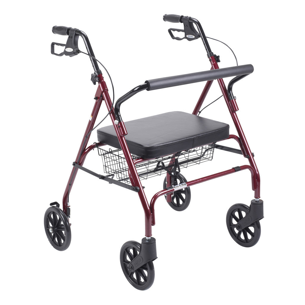 Lightweight Bariatric Steel Rollator Walker with Seat - Heavy Duty Mobility Aid for Seniors & Adults - Indoor & Outdoor Use for Shopping, Travel & Daily Support
