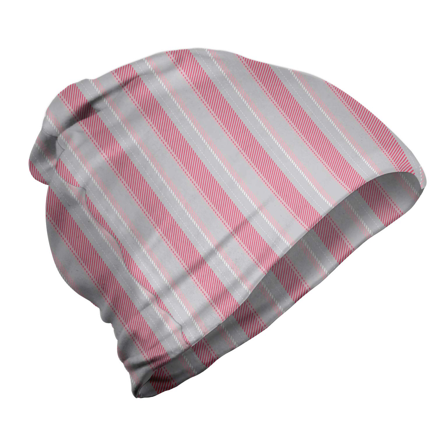 Ambesonne Unisex Beanie - Retro Pink Striped Knit Hat for Men & Women | Warm Winter Beanie for Hiking, Skiing, Outdoor Activities & Casual Wear