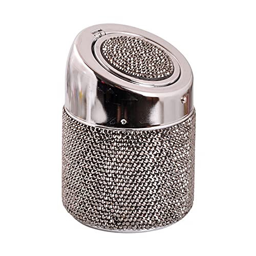 Sparkling Rhinestone Car Ashtray with Lid - Smell Proof Portable Car Trash Can for Women, Girly Red Cup Holder Accessory - Perfect for Road Trips, Commuting & Keeping Your Vehicle Clean (Red)