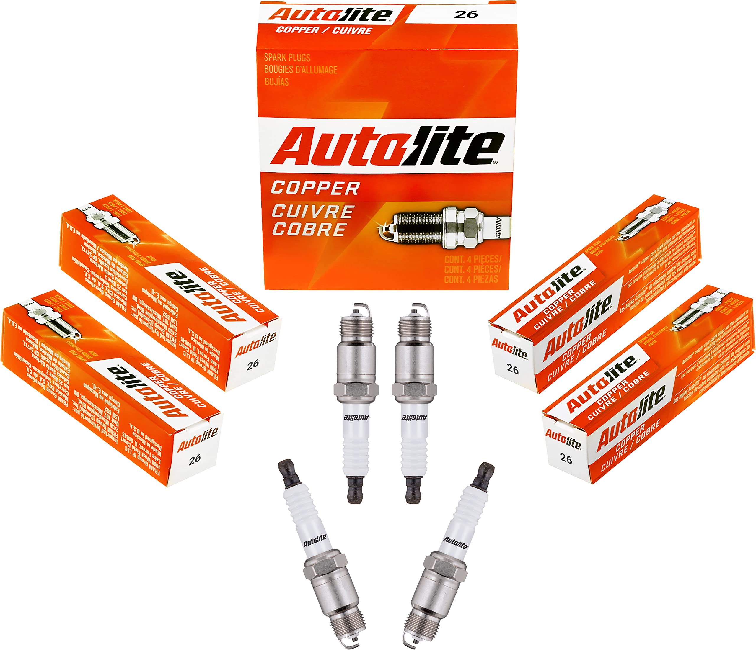 Autolite 26 Copper Resistor Spark Plugs - 4 Pack - High Performance Replacement for Cars, Trucks & SUVs - Ideal for Daily Commuting, Off-Roading & Performance Tuning