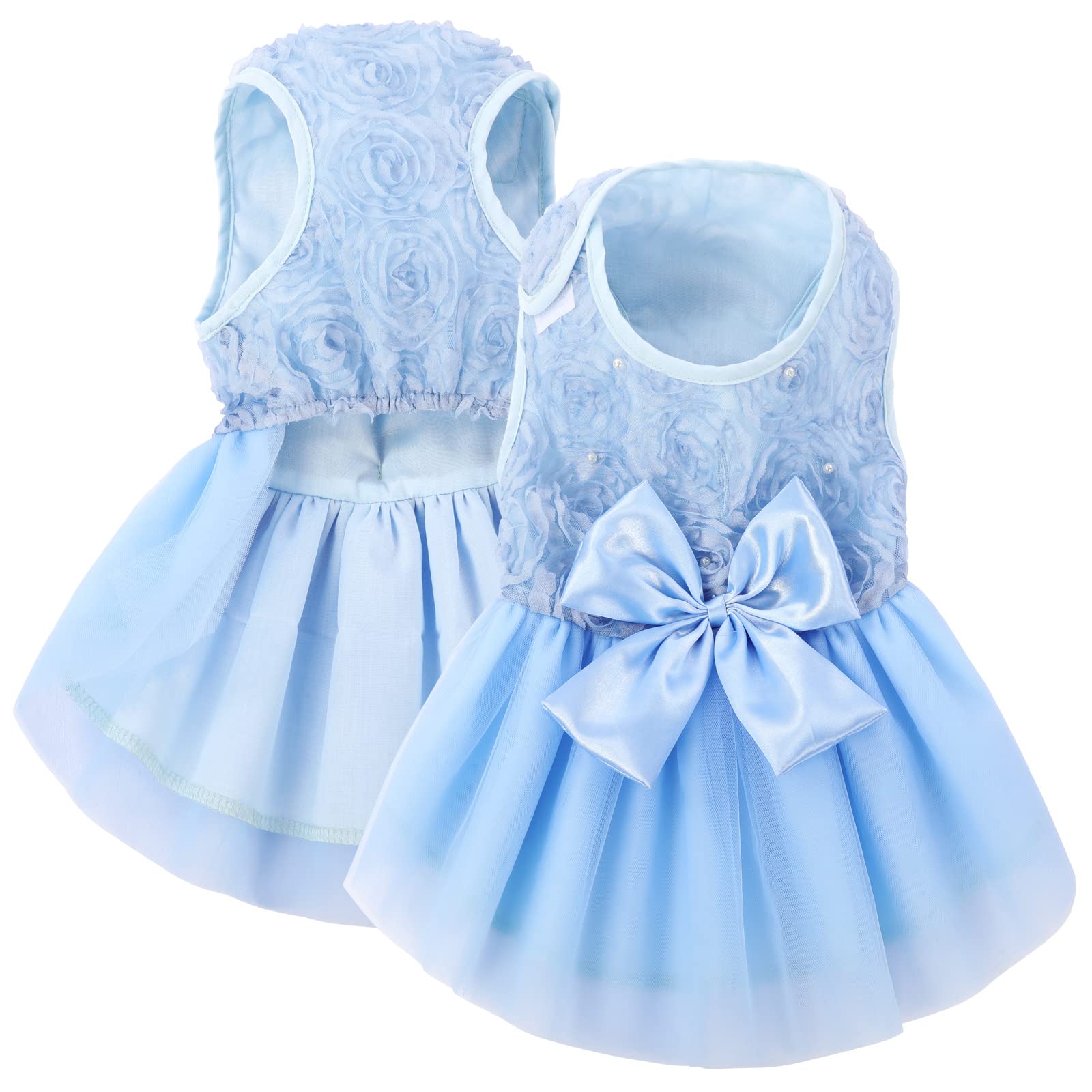 ASENKU Dog Dress - Pet Wedding Dress, Princess Lace Puppy Birthday Party Outfit, Formal Apparel for Small & Medium Dogs & Cats (XX-Small, Blue) - Perfect for Weddings, Birthday Parties & Special Occasions