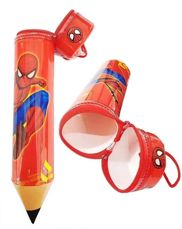 100LUCK Cartoon Pencil-Shaped Zipper Pouch - Cute Kids Pencil Case for School Supplies, Boys & Girls Stationery Organizer - Perfect for Classroom, Birthday Gifts & Party Favors (1 Pack)
