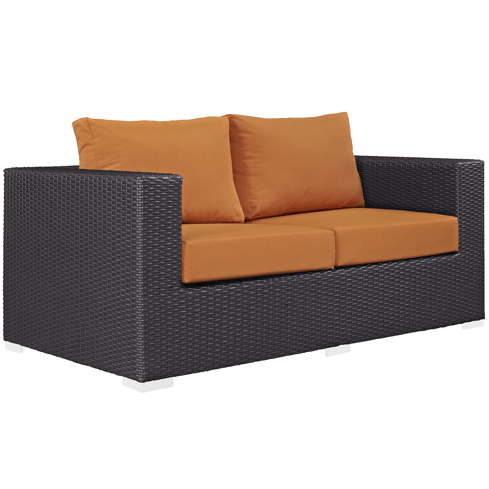 Modway Convene 8-Piece Outdoor Patio Sofa Set - Powder Coated Aluminum Frame in Espresso Orange - Perfect for Backyard, Garden & Poolside Relaxation