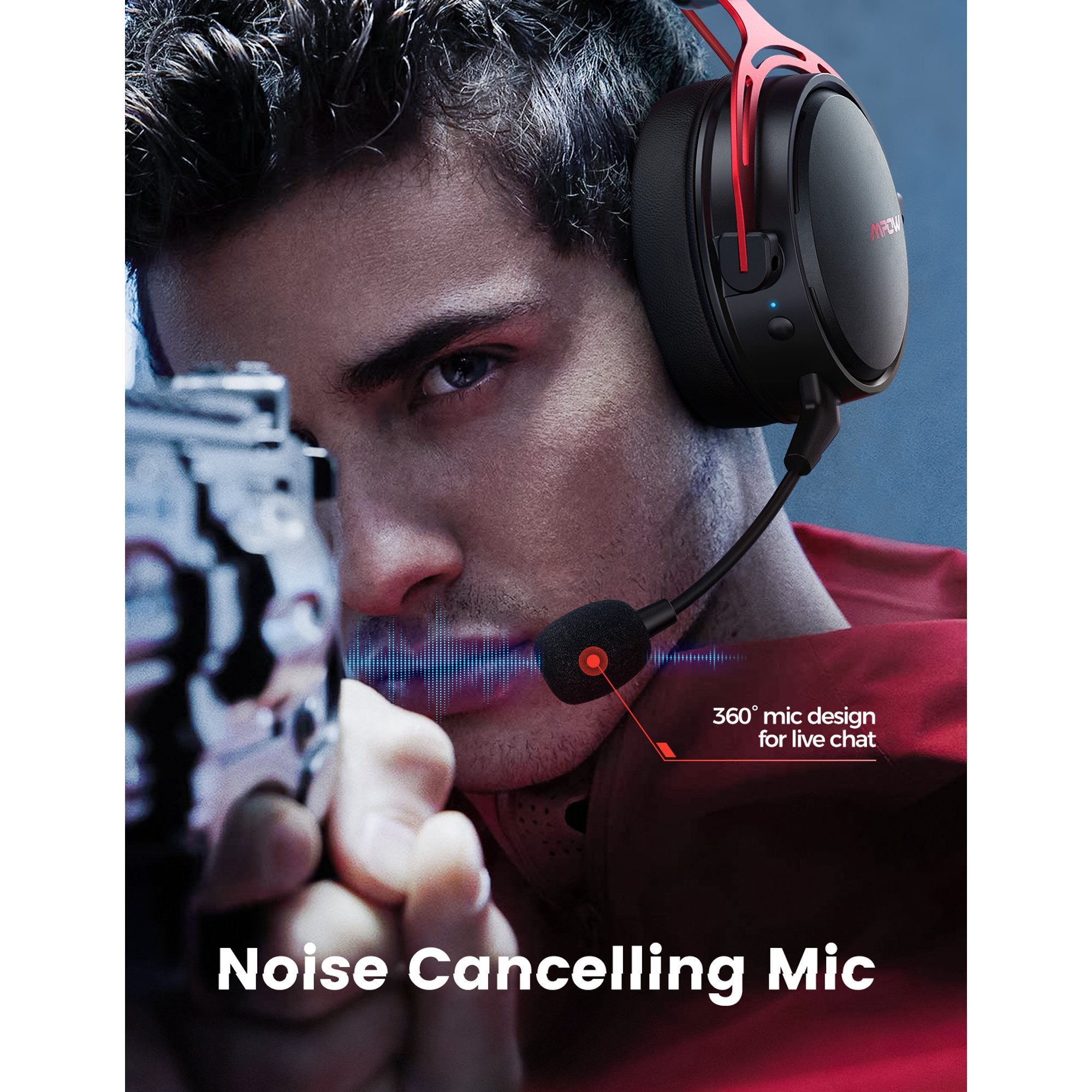 Mpow BH415 Air 2.4G Wireless Gaming Headset with Microphone - Noise Cancelling Over-Ear Headphones for PC, PS4, Xbox, Nintendo Switch - Comfortable for Long Gaming Sessions & Online Meetings