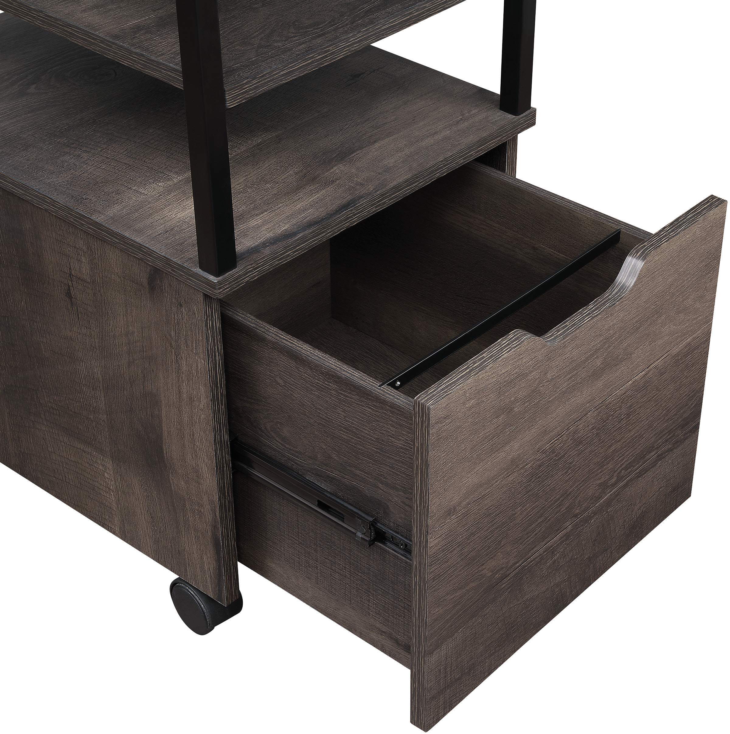 OSP Home Furnishings Modern Mobile Cart with Wheels - Ozark Ash Finish - Rolling Kitchen Island, Bar Cart & Storage Solution for Small Spaces