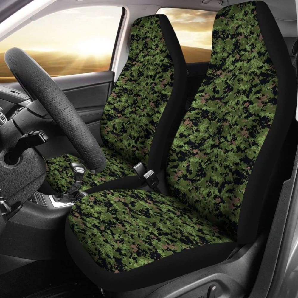 Army Green Digital Camouflage Car Seat Covers - Universal Fit for Trucks, SUVs & Sedans - Durable Neoprene Protection for Off-Roading, Hunting & Military Style Vehicles