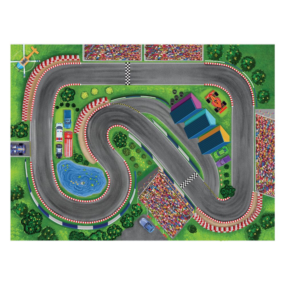 Peaceable Kingdom Puzzle & Play Race Day - Fun Kids Educational Puzzle Game for Family Game Night & Learning Activities