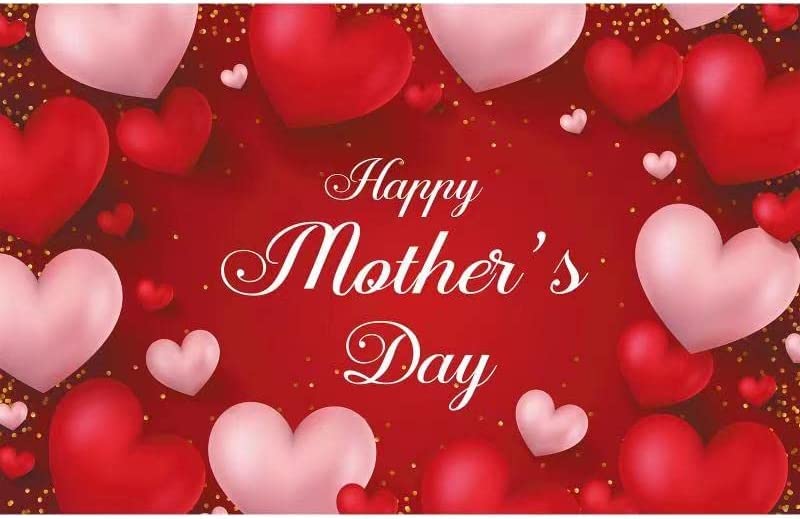 Large Happy Mother's Day Banner - Red Heart Decorations for Mother's Day Party Supplies | Perfect for Home Decor, Wall Hanging, Party Backdrop & Celebration Decor