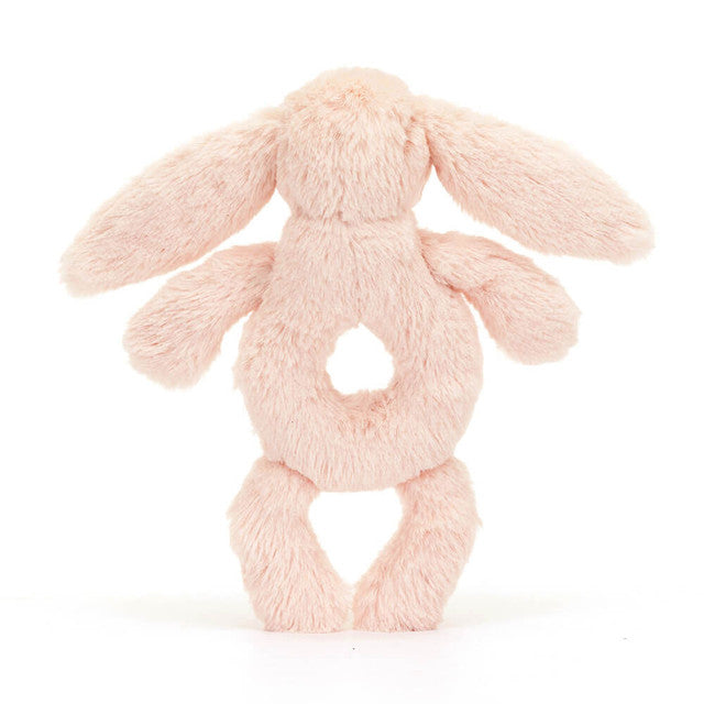Jellycat Bashful Blush Bunny Ring Rattle - Soft Plush Baby Toy for Newborns & Toddlers - Perfect for Teething, Sensory Play & Nursery Decor